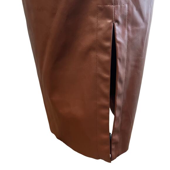 Designer Remix Brown Faux Leather Sustainable Skirt EU 34 - Picture 2 of 6